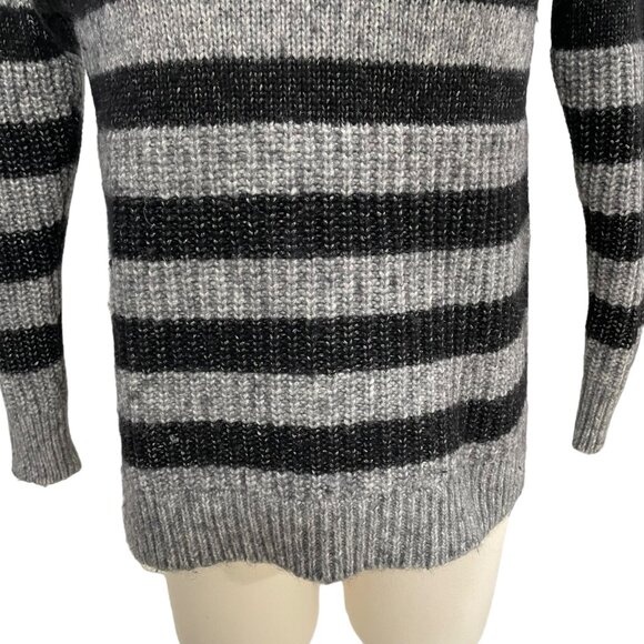 Banana Republic Striped Sweater Black/Gray S Warm Cozy Italian Yarn Winterwear - Picture 5 of 9